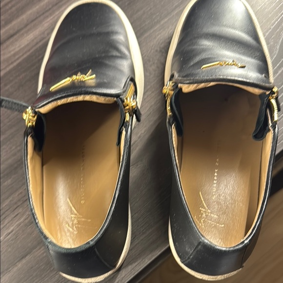 Giuseppe Zanotti Black and Gold Leather Loafers main image 5